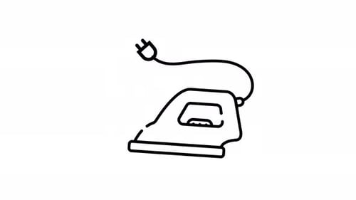 Iron line icon for wrinkle removal and fabric pressing animation