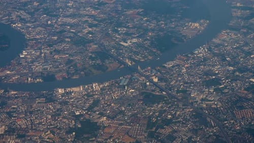 Aerial View of City and River