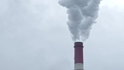 Smokestack of Thermal Power Station Releases Dirty Smoke