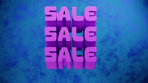 Sale Waving 3D Text on Blue Background