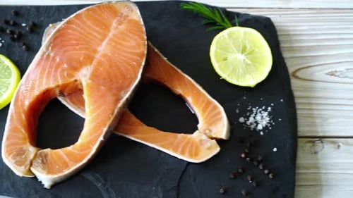 Raw Salmon Steaks with Lemon and Rosemary