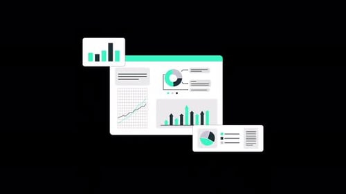 Animated Business Data Dashboard with Flat Design Charts