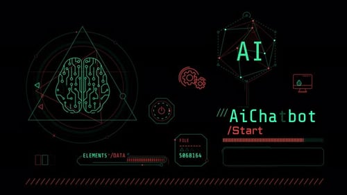 Infographics of Cognitive Computing and AI Chatbot on Alpha Channel