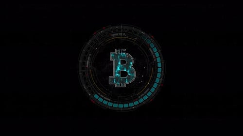 Blue digital money logo with rotation HUD UI circle technology interface