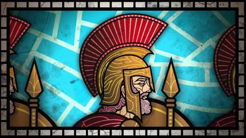 Ancient Warriors Stained Glass Geometric Loop Animation