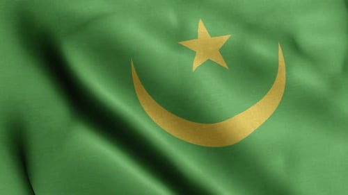 Realistic Mauritania National Flag Waving Animation