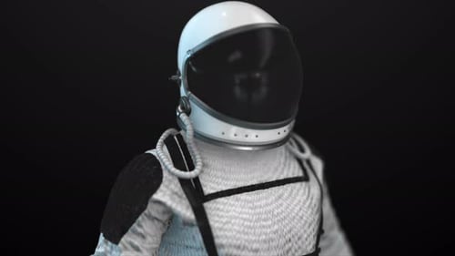 Astronautenrotation auf schwarzem Bildschirm 4K