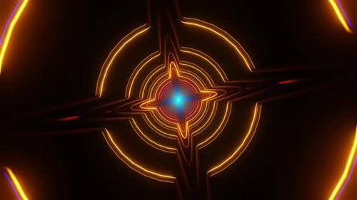 Ein dynamischer VJ-Loop mit lebendigen psychedelischen Farbtönen, die im Hintergrund pulsieren