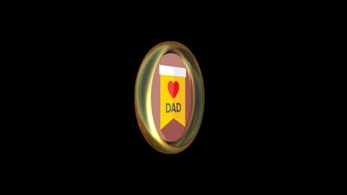 Dad Heart Badge 3D Rotating Coin Animation