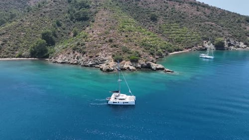 Catamaran Sailing on the Open Sea