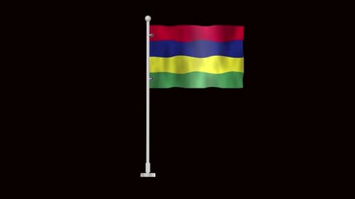 Waving Mauritius Flag Loop with Transparent Background