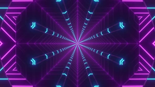 Purple Neon Light Tunnel Background