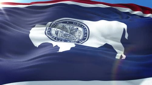 Realistic Wyoming State Flag Waving in the Wind
