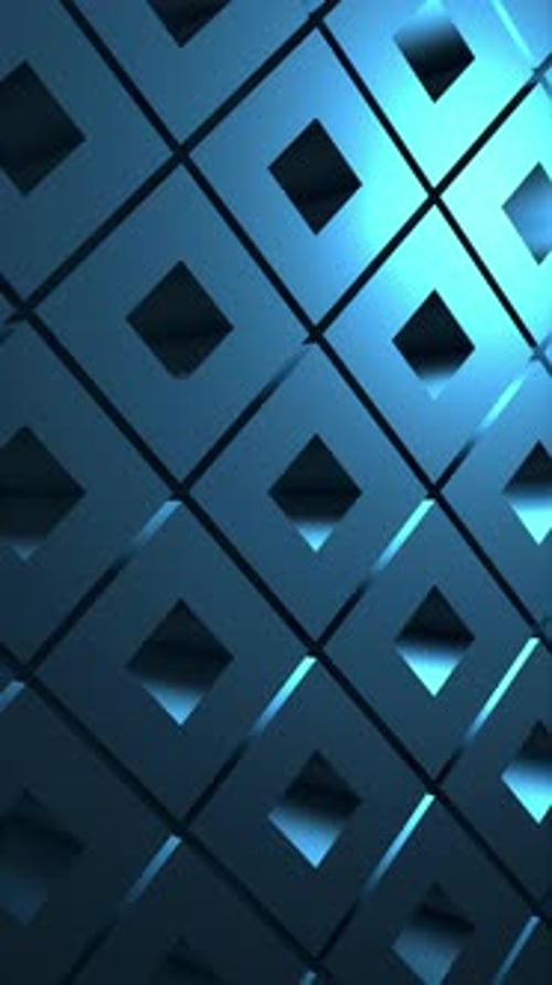 Vertical Video - Blue Isometric Cubes Pattern Abstract Background