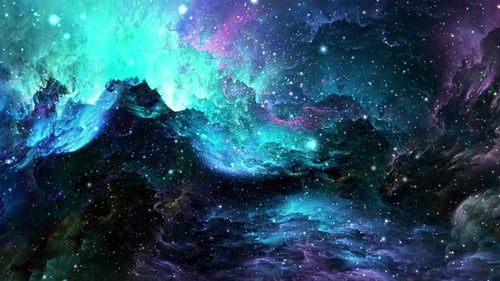 Vibrant Abstract Space Nebula with Twinkling Stars Background