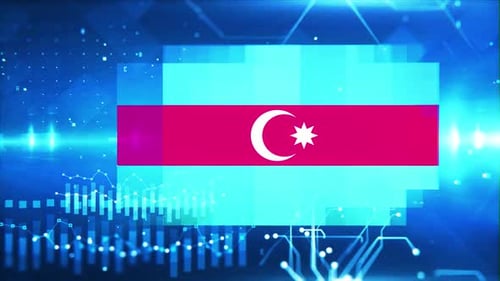 Azerbaijan Flag Digital Reveal with Corporate Data Background