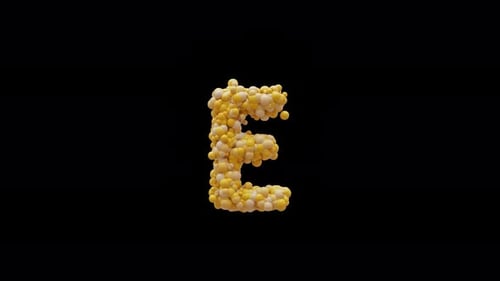 3D animation cartoon balls letter E