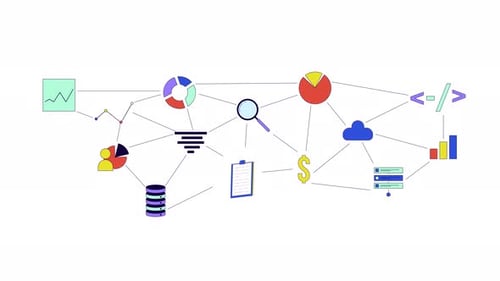 Animation d'objets 2D de la ligne de gestion de base de données Analytics