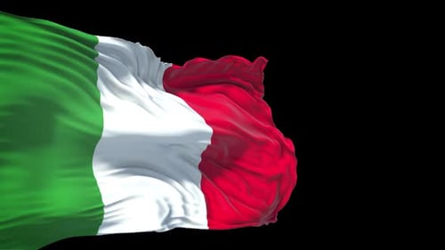 Waving Italian Flag with Alpha Channel Loop