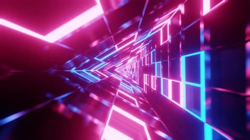 Triangle Rotated Mirrored Pink With Blue Glass Vj Seamless Tunnel Loop