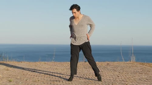 Young Dancer Athlete Performs to the Rhythm of Music in Italy