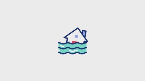 Animated Flat Design Flood Icon with Rising Water