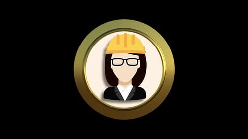 Female Engineer Avatar in Spinning Golden 3D Icon Frame
