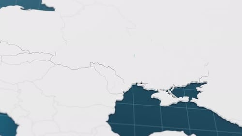 Destaque con azul el mapa 3D de Ucrania con puntero rodeado de otros países en blanco