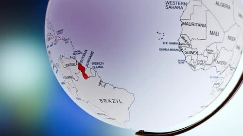 Die rotierende Erdkugel nähert sich Guyana