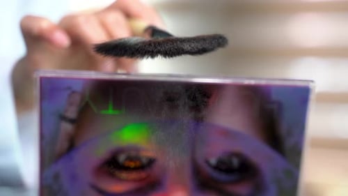 Close up of makeup brush in beauty salon 4K