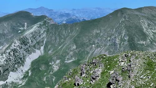 Mountainside of Mercantour National Park seen from a drone