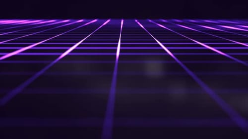 Futuristic Neon Grid Digital Animated Background Loop
