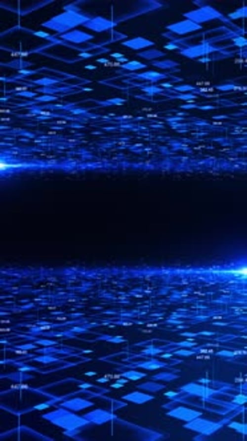 Digital Cyberspace Particles and Digital Data Network Connections. Digital blue background of partic