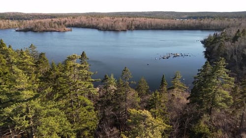 Aerial View of Long Lake Halifax Canada Sunset in the National Forest