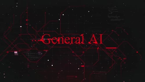 General Ai Text Over Futuristic Cyberspace Background