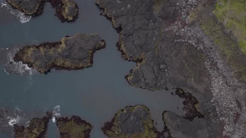 Aerial View of Icelandic Rugged Coastline