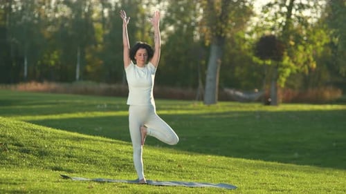 Woman Training in Cinematic Countryside Landscape