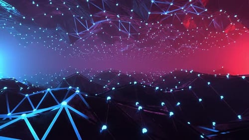 Artificial Intelligence Glowing Wavy Tunnel with Loopable Effect