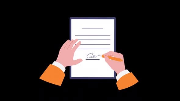 Flat Design Animation of Hands Signing a Document, Backgrounds Motion ...