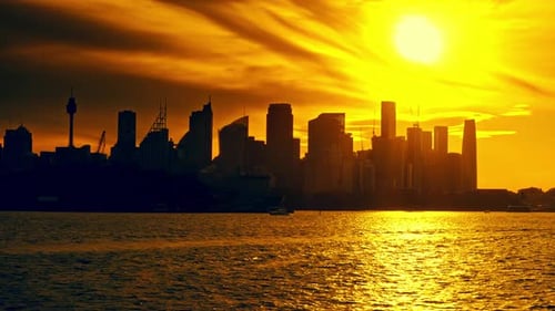 Serene City Scene Relaxing Evening With Shimmering Water And Softly Illuminated City Structures