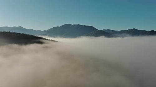 Aerial Foggy Mountain Landscape