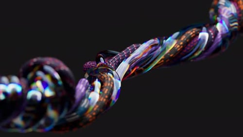 Many Colored Wires and Ropes are Intertwined Into a Single Stream Wires Move Intertwine Transparent