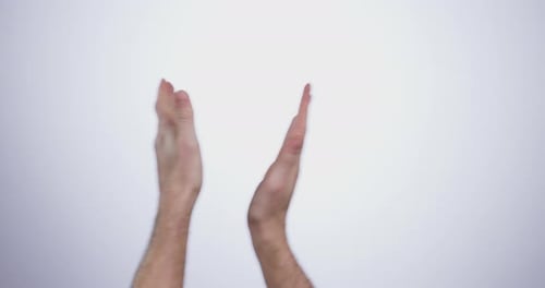Hands, applause and support, person in audience with cheers and winning isolated on white