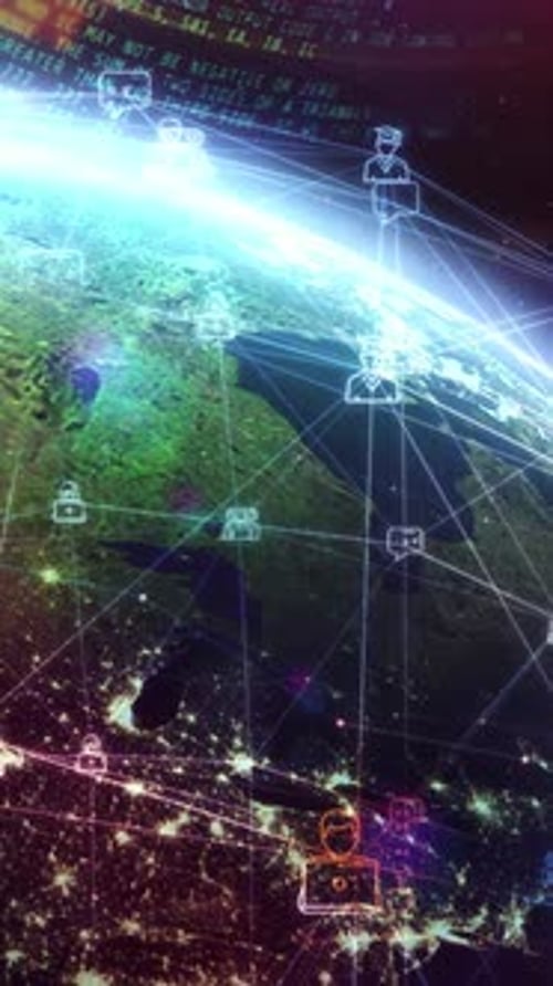 Global People Network Connection with Digital Data Flow