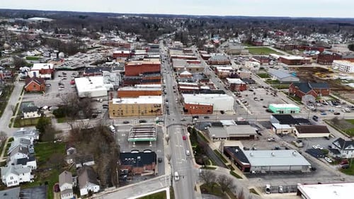 Ashland Ohio, downtown, aerial drone