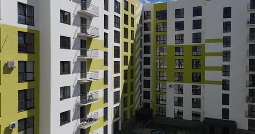 A New Multistorey Modern Building in a Residential Area