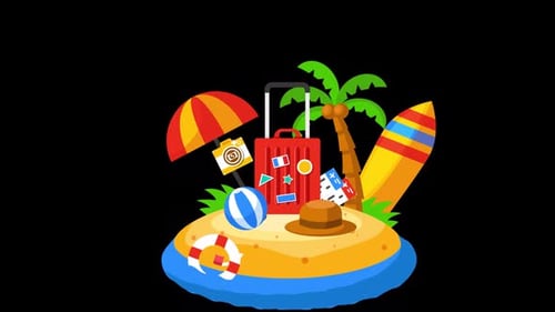 Summer Items Falling Alpha Channel