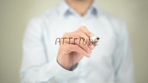 Attitude Man Writing on Transparent Screen