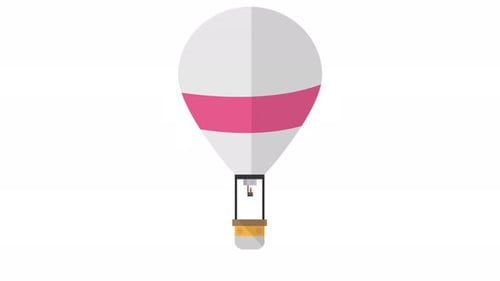 Flat Design Hot Air Balloon Icon Animation Loop