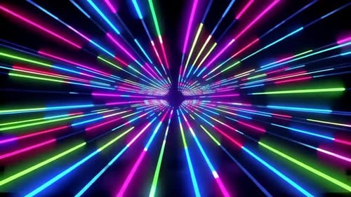 Abstrakte Neonlichtstrahlen, Geschwindigkeitstunnel-Bewegungsschleife